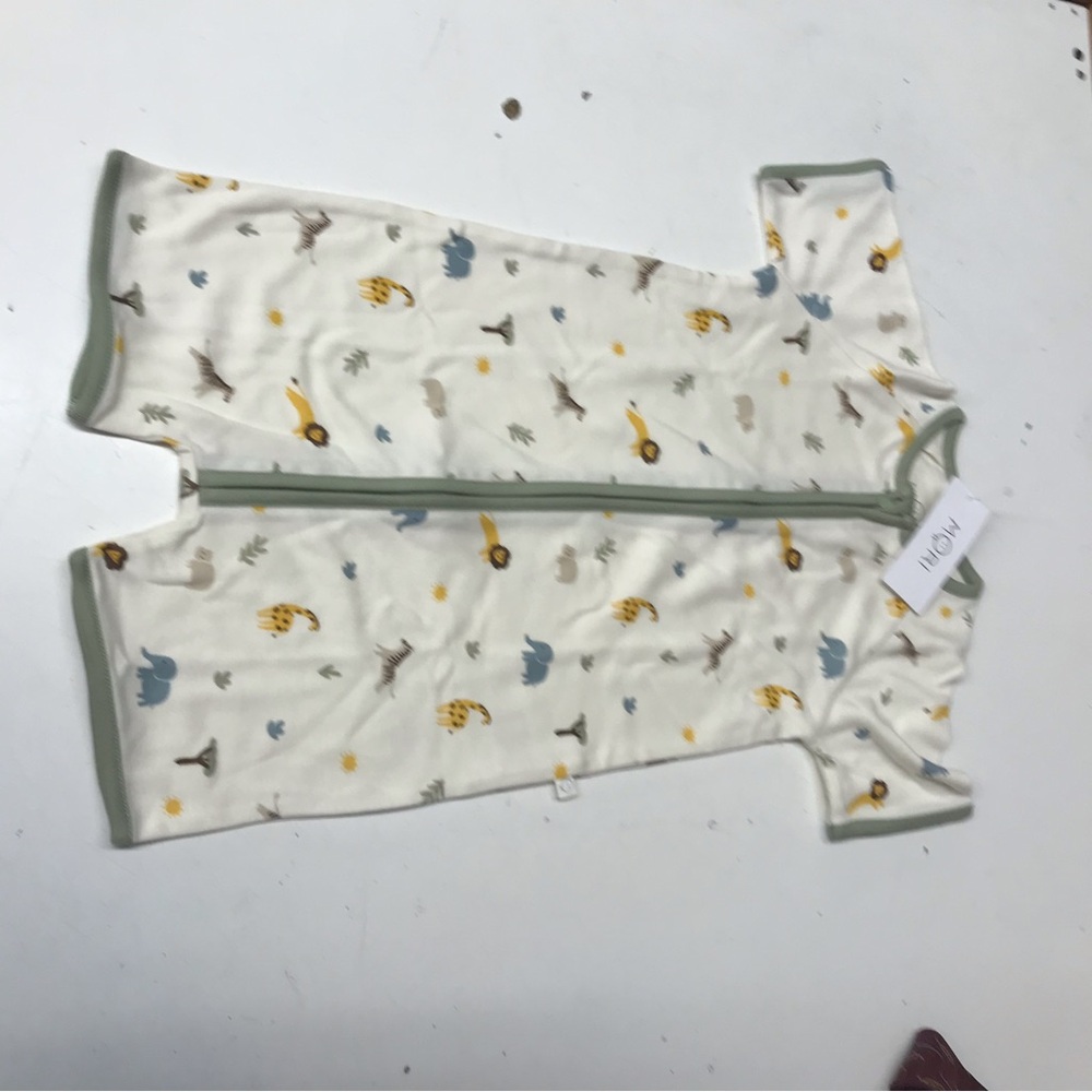 Baby Mori Organic Bamboo Summer Pajamas zip shortie animal pattern 18-24 mo - Picture 5 of 6
